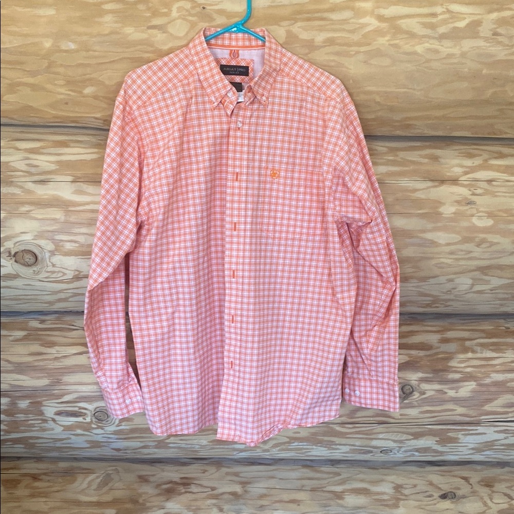 Ariat Orange Casual Button Down Shirt with Classic Design